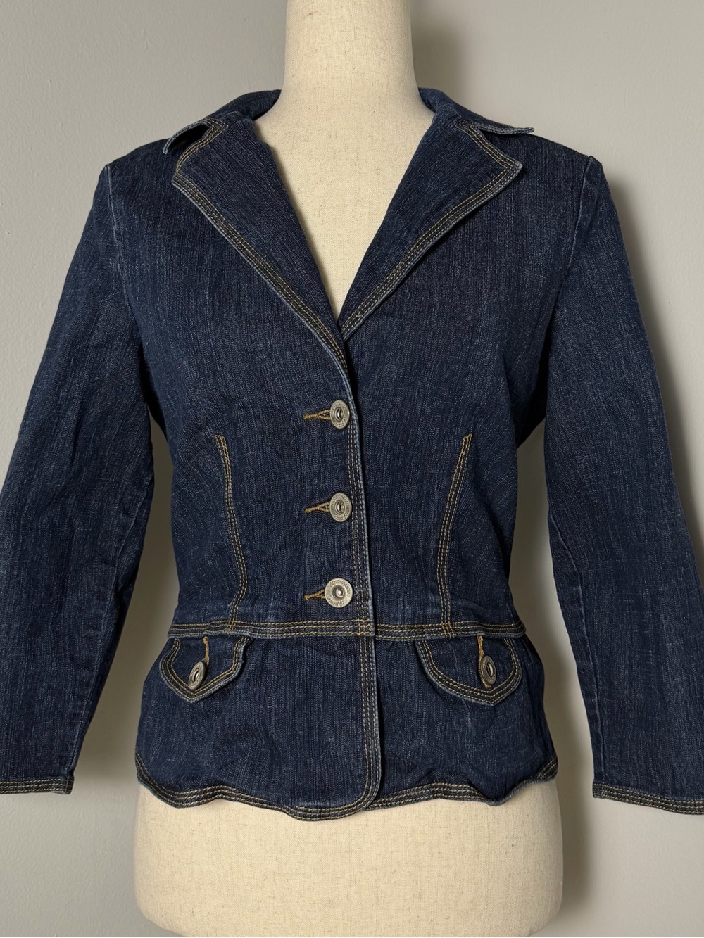 y2k Fitted Denim Jacket, Women's M